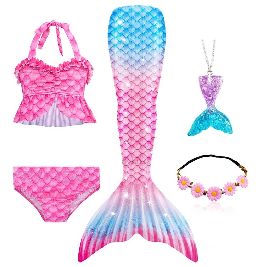 New The Little Mermaid Tails Ariel Memaid Swimsuit Bikini Bathing Suit Halloween Costume Girls Can Add Monofin for Pool Swim