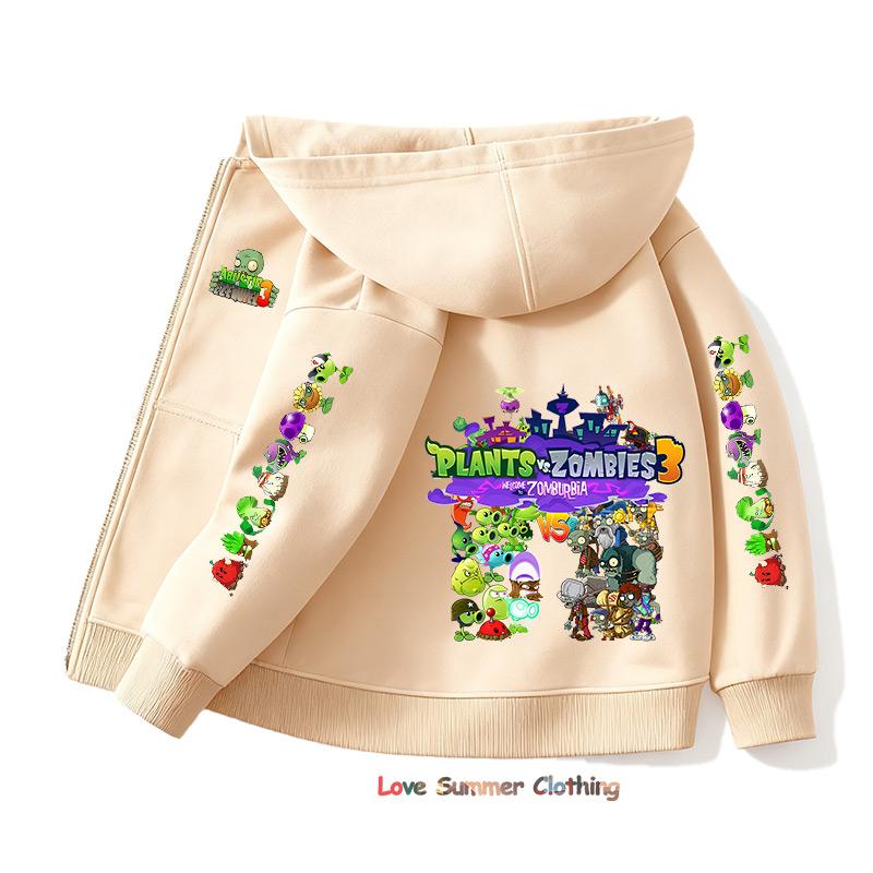 Zombies Zip Up Hoodie Kawaii Kinder Streetwear Pflanzen Kinder Hoodie Zombies Reißverschluss Kinder Sweatshirt Kind Mädchen Junge Top Kapuzenpullover