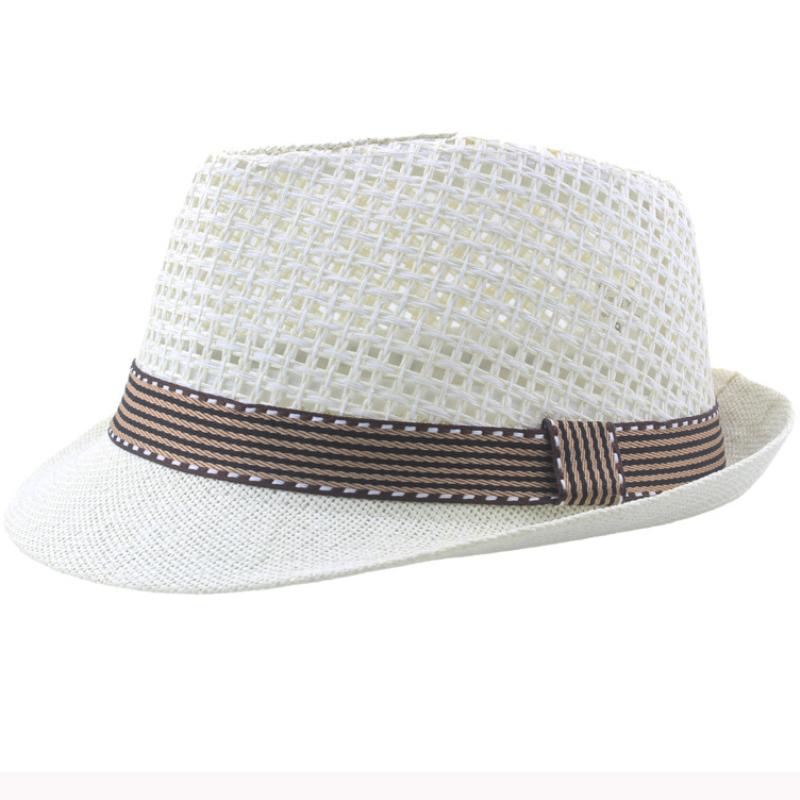HT3136 New Fashion Parent-child Summer Hat Fedoras Breathable Straw Hat Men Women Beach Cap Kids Trilby Fedora Jazz Beach Hat