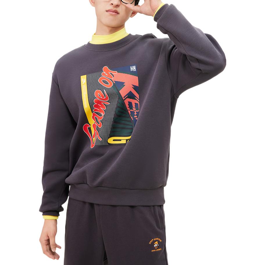 Anta Life Series FW22 Pullover Bedrucktes Langarm-Sweatshirt Unisex-Sweatshirt Dunkelgrau 152238705-4