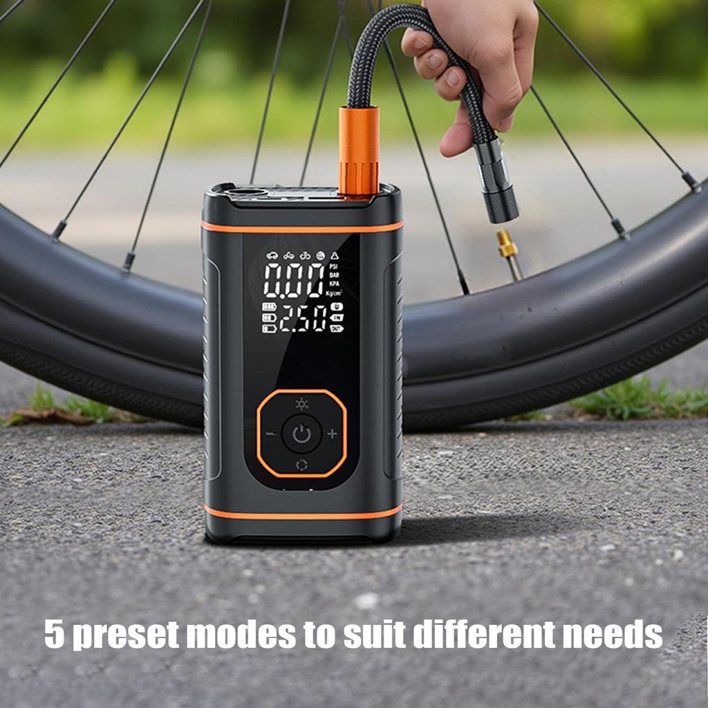 Digital Display Portable Tire Inflator Pump, USB Rechargeable Air Compressor, Suitable for Car, Bicycle, and Motorcycle Tires