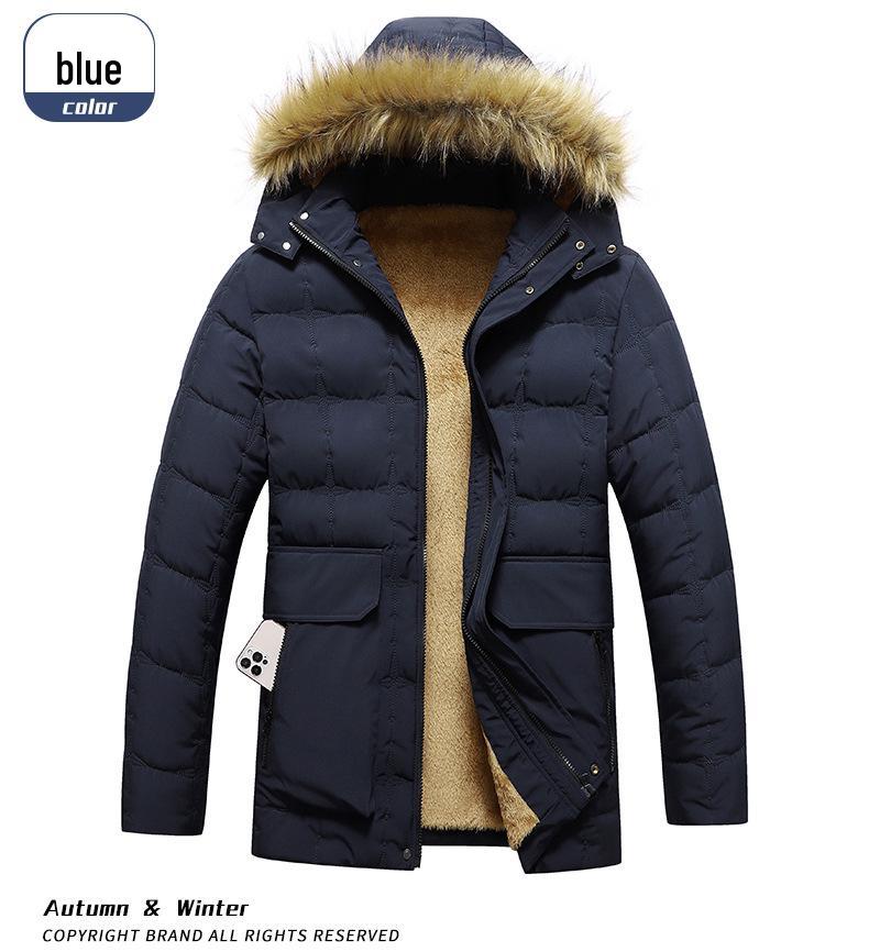 Men's Plus Size Hooded Winter Cotton Jacket - Casual and Versatile Dad Style Outerwear