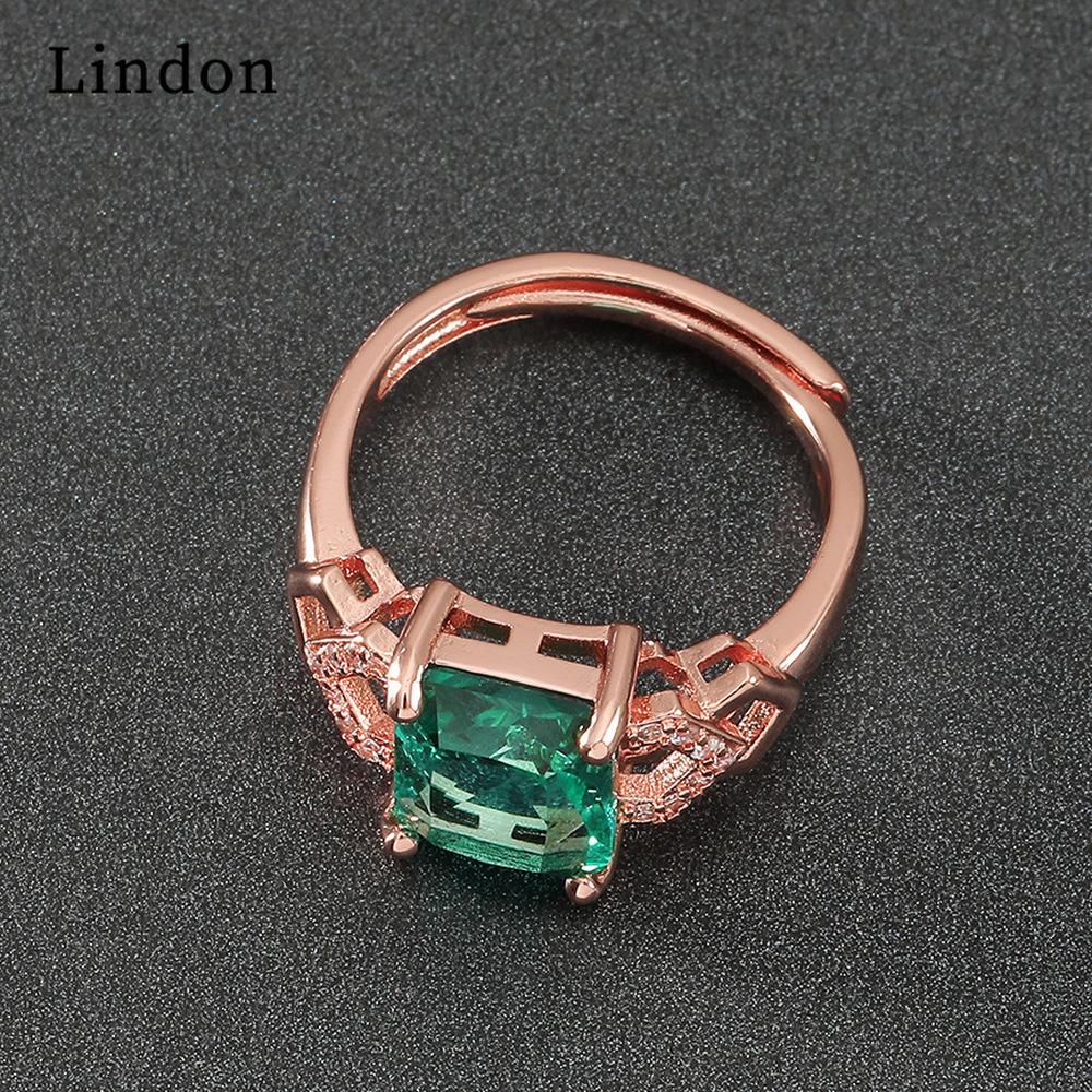 Lindon Classic Copper Alloy Zircon Ring Ladies Jewelry Wedding Promise Party Gift