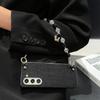 For Samsung Galaxy Z Fold6 5G Case Glitter Finish Leather+PC Phone Cover with Beaded Strap