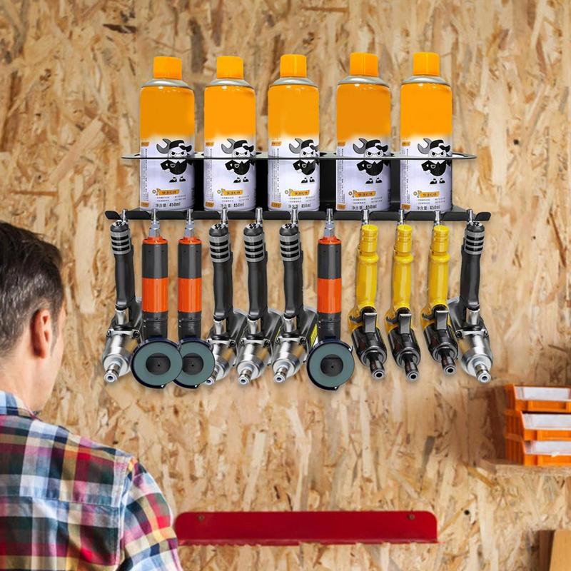 Spray Bottle Holder 5 Hole Tool Storage Rack Wall Mounted Stainless Steel Storage Rack Aerosol Holder for Home Tool Storage