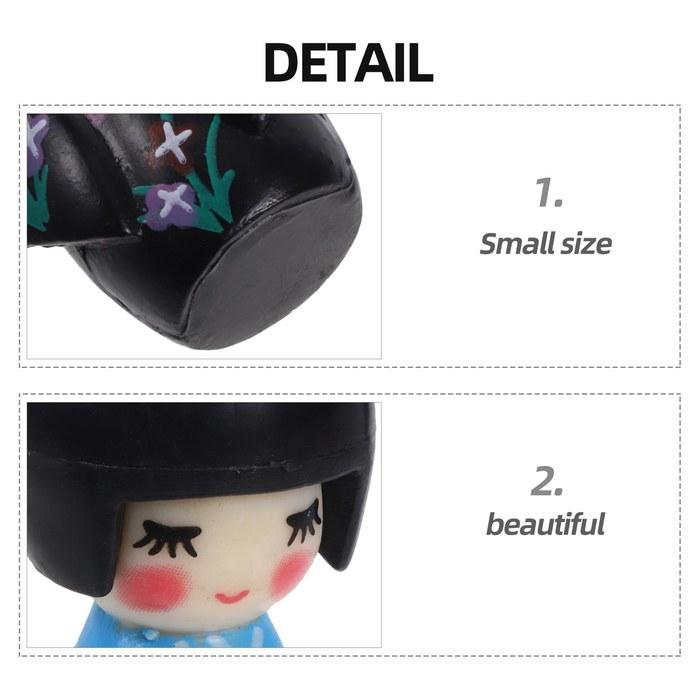 LEDMOMO Miniature Kokeshi Dolls 6-Pack 1.57 Inch PVC Assorted Color 4CM