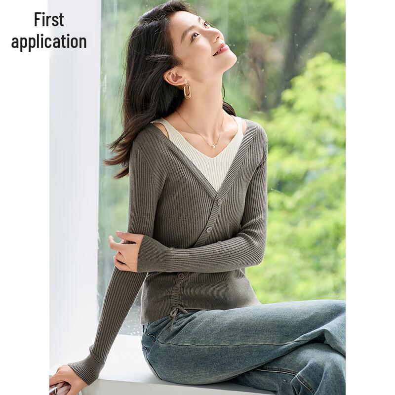 Women's Color-Block Faux Two-Piece Knit Sweater