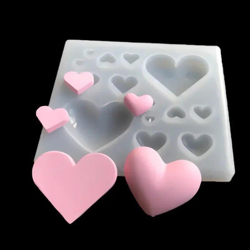 Moule 3D en silicone en forme de cœur, résine époxy, pour bijoux, boucles d'oreilles, pendentifs, outils de cuisine, décoration de gâteaux, moule à chocolat