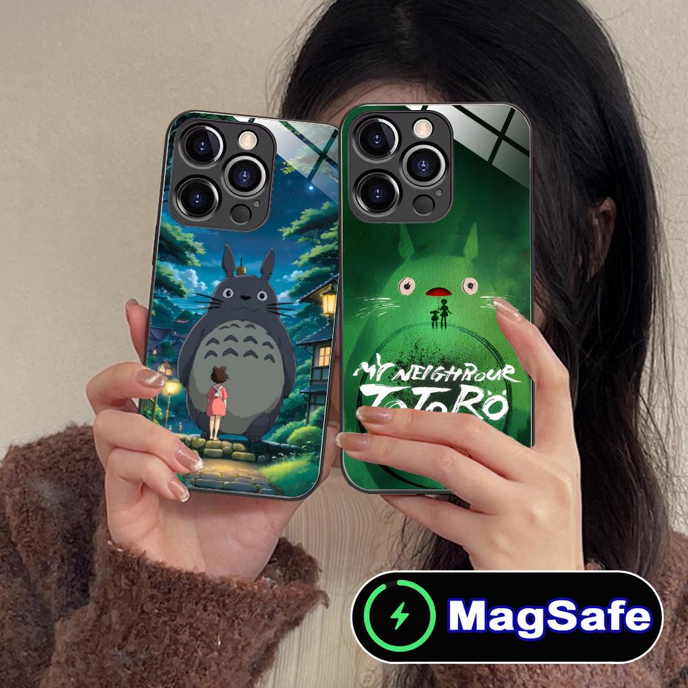 Anime Cute S-Totoros Phone Case for iPhone 16 15 14 13 12 11 Pro Max Plus Mini MagSafe Glass Colour Printing Pretty Smartphone