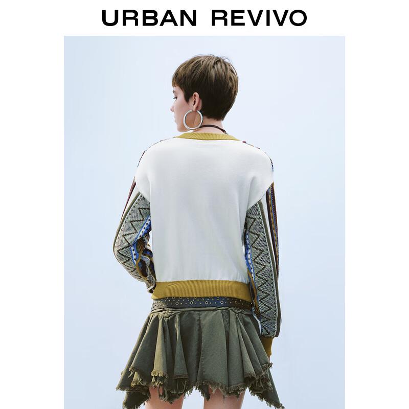 UR Women's Retro Multi-color Textured Knit Sweater