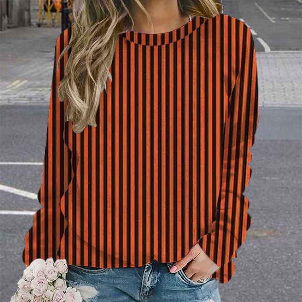 Gestreiftes Damen Langarm Herbst Minimalistisches Linien Top Design Sinn Frühling Herbst Locker Lässig