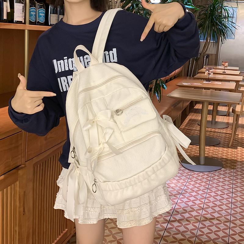 Student Schoolbag Women's Corduroy Backpack Large Capacity Backpack