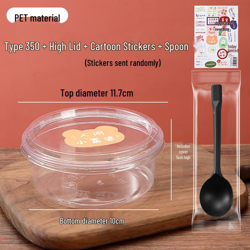 

Disposable Plastic Dessert Bowls with Spoons & Stickers