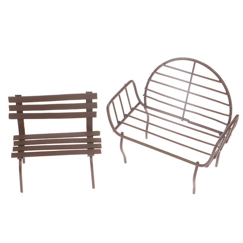 1/12 Dollhouse Mini Park Bench Recliner Lounge Chair Model Dollhouse Fairy Garden Decoration Micro Landscape Ornaments