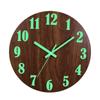 12 Inch Luminous Wall Clock Wood Silent Light in Dark Night Nordic Fashion Wall Clock Non Ticking Clock with Night Light
