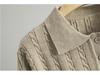 Korean-Style Two-Piece Set: Polo Collar Cable Knit Top & Sweater Skirt for Spring/Autumn