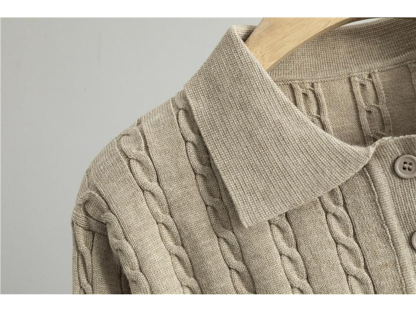 Korean-Style Two-Piece Set: Polo Collar Cable Knit Top & Sweater Skirt for Spring/Autumn