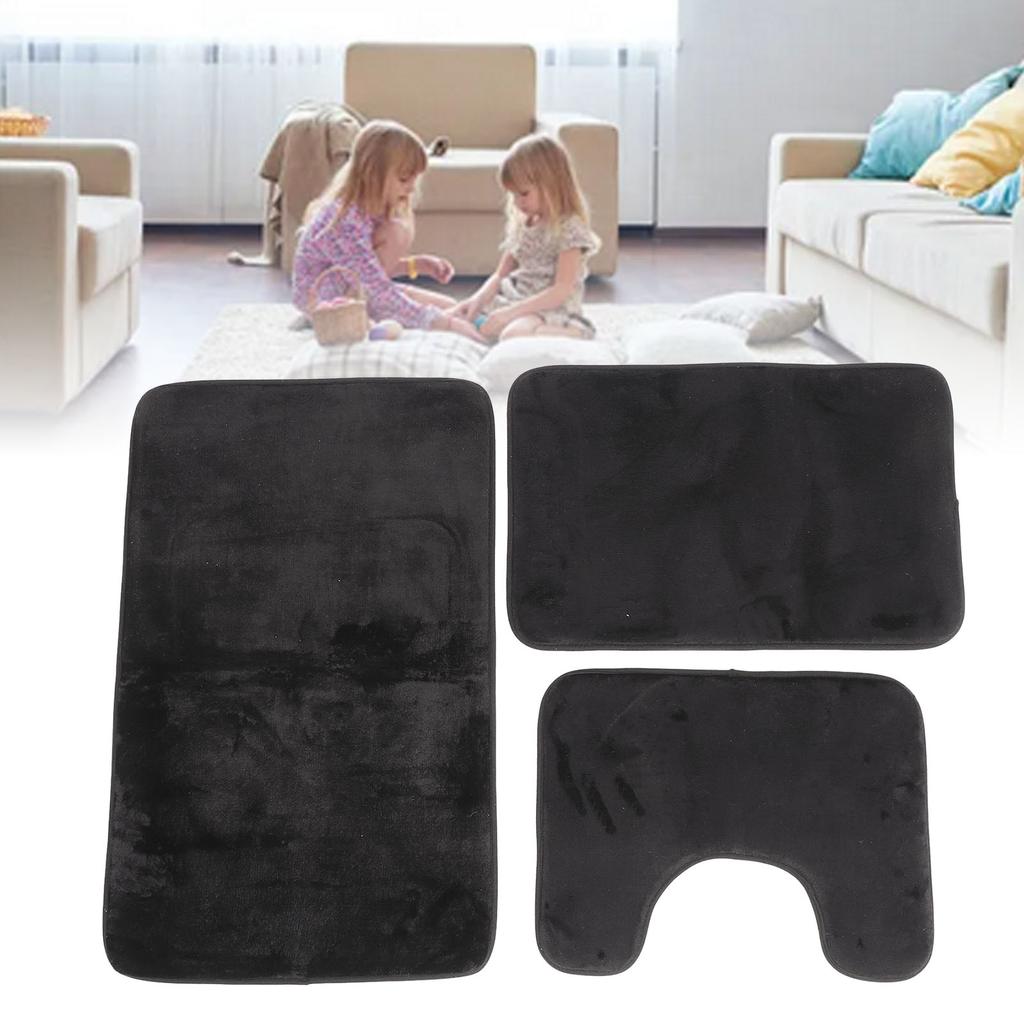 3 Pieces Toilet Mat Set Non Slip Water Absorbent Washable Bathroom U Shaped Toilet Rug Set for Home Toilet Training