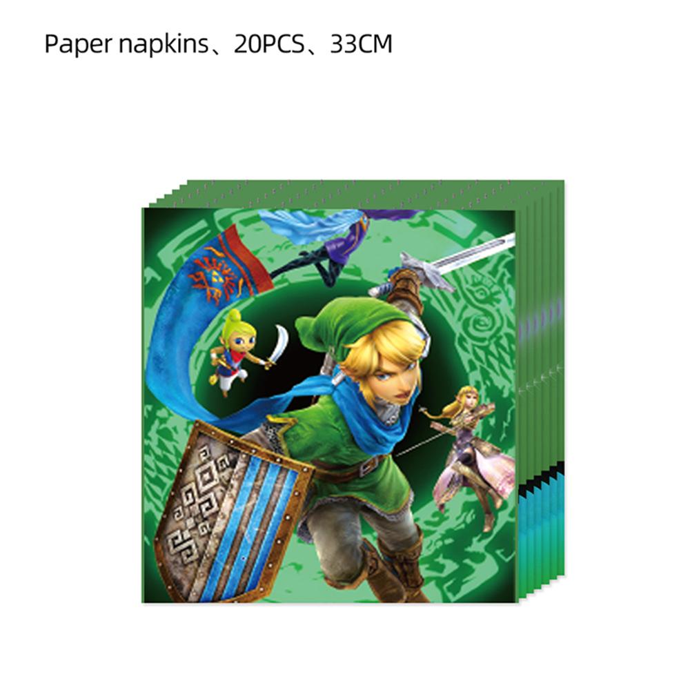 The Legend of Zelda Party Tableware Include Banner Tablecloth Plates and Napkins