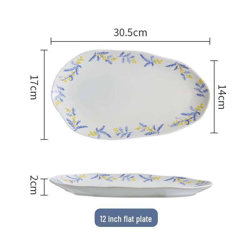 

Zisiz Irregular Blue Rattan Ceramic Fish Plate