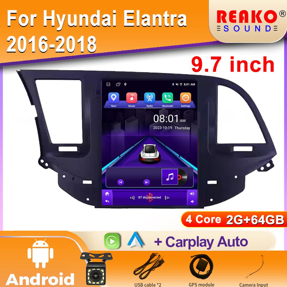 9.7 inch For Hyundai Elantra 2016-2018 Car Radio Android Auto GPS Navigation Multimedia Player Video Output 5G WIFI 2din DVD
