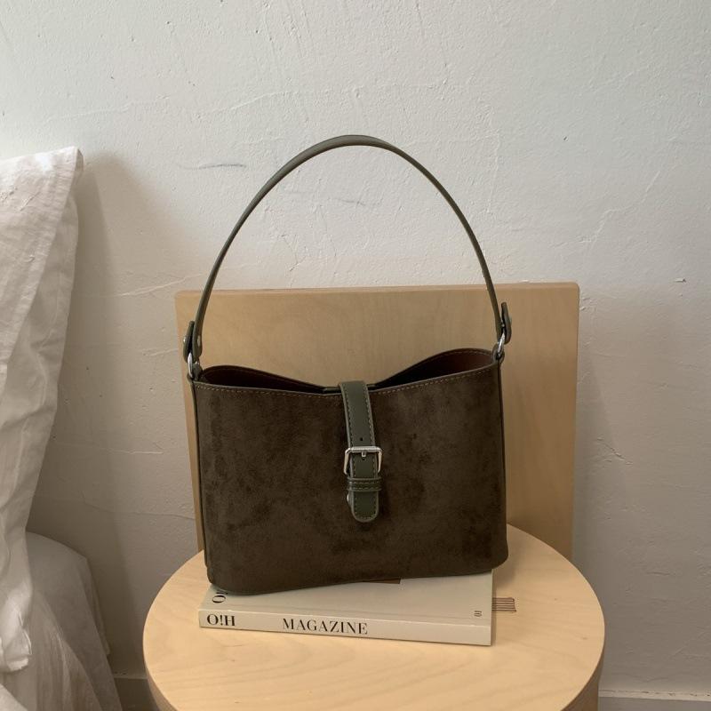 Vintage Maillard brown small bag 2025 new casual versatile women's messenger bag exquisite portable bucket bag