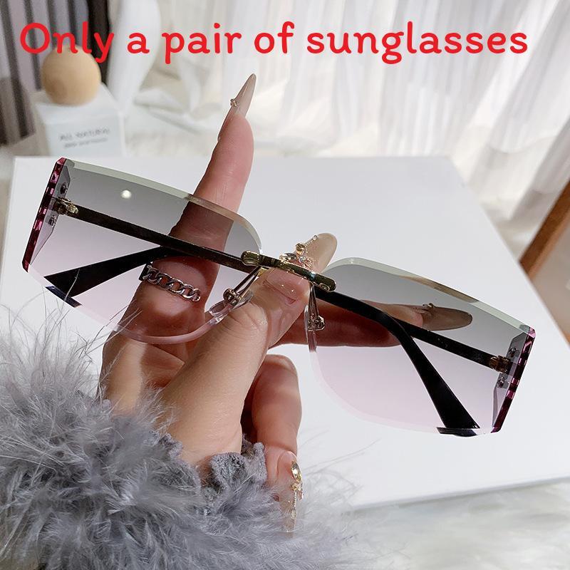 Unisex Frameless Curved Sunglasses With Uv400 Protection For Travel And Outdoor Activities