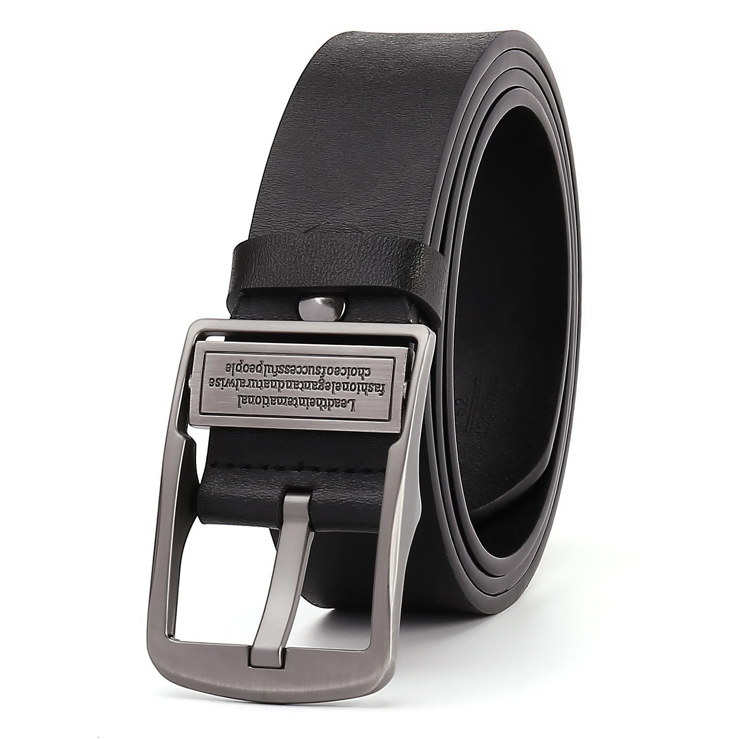 

PULO мужской ремень из натуральной кожи с пряжкой в виде буквы из сплава, высококачественный ремень из коровьей кожи 140 150 160 170 см 170cm чёрный
