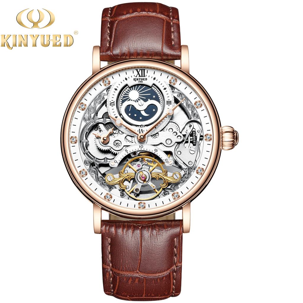 Kinyued Factory Luxury Brand J055 Men Mechanical Watches Big Dial Genuine Leather Wristwatch for Men