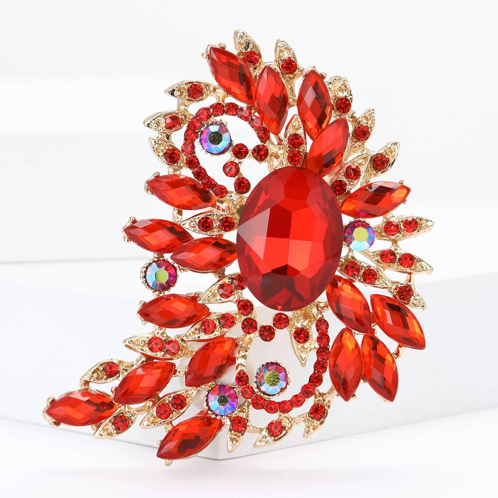 Africká slitina diamantová velká skleněná brož, luxusní jemná dámská obleková ozdoba na kabát a korsáž