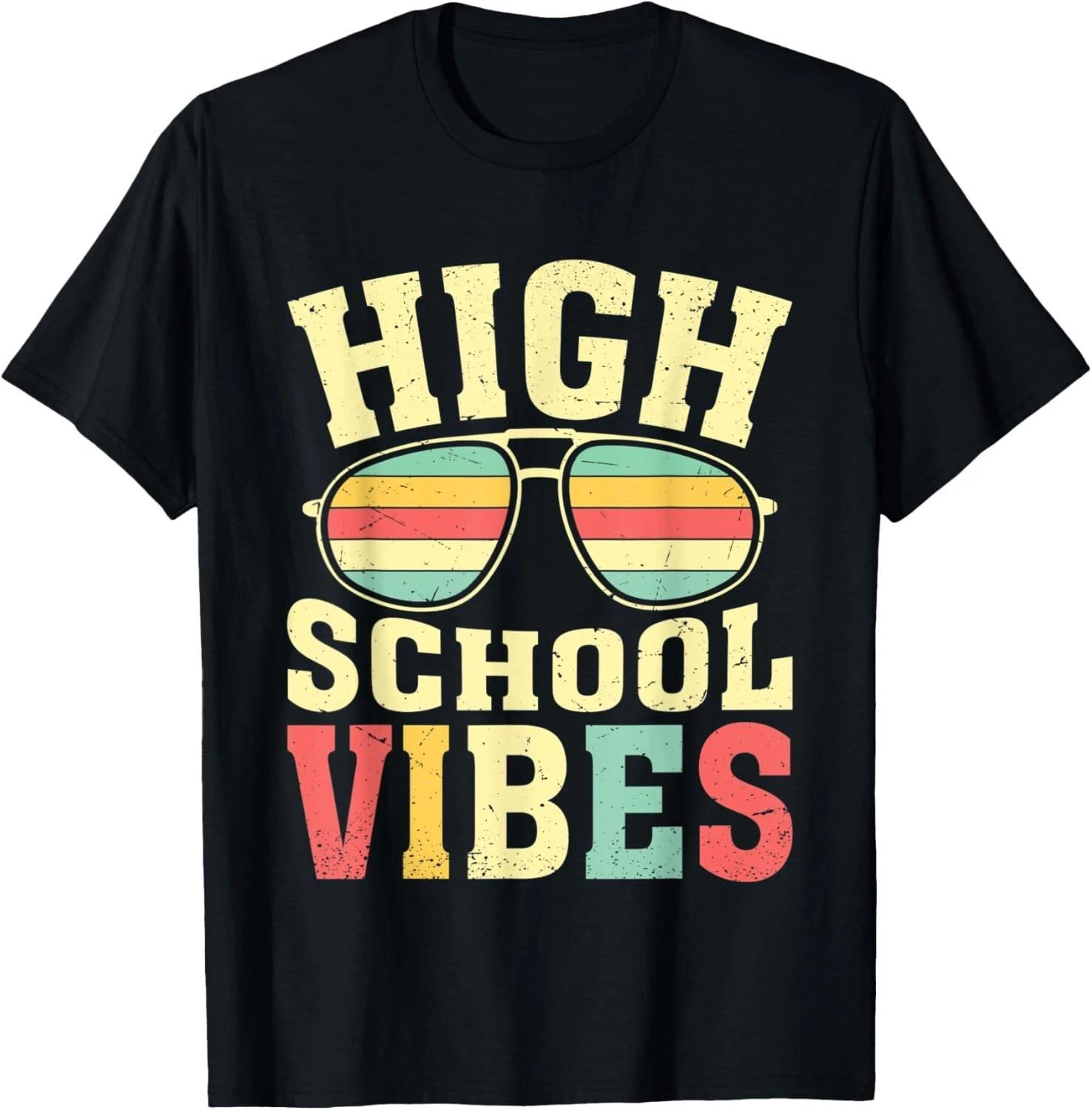 

High School Vibes Vintage Glasses Back To School 1st Day Gift Unisex T-Shirt M
