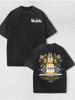 Loose Fit Cotton Double-Sided Washed T-Shirt  Vintage Beer & Floral PrintShort Unisex T-Shirt