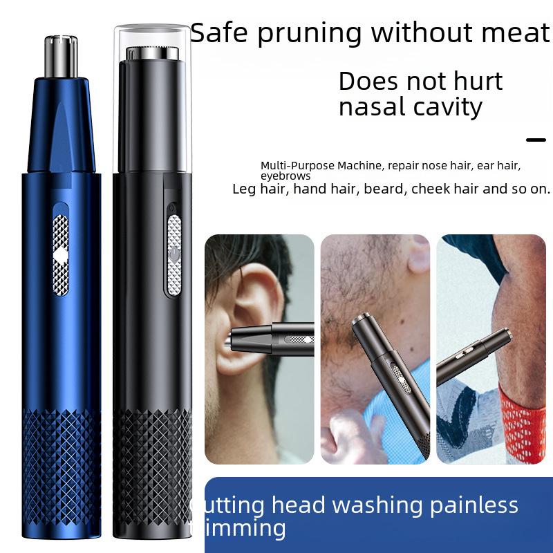Electric Unisex Nose & Ear Hair Trimmer and Mini Shaver with Sideburns Attachment