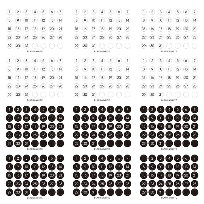Transparent 12 Sheets Round Diary Date Label Stickers Planner Stickers for Full Year Weekly Monthly Schedule Index Stationery