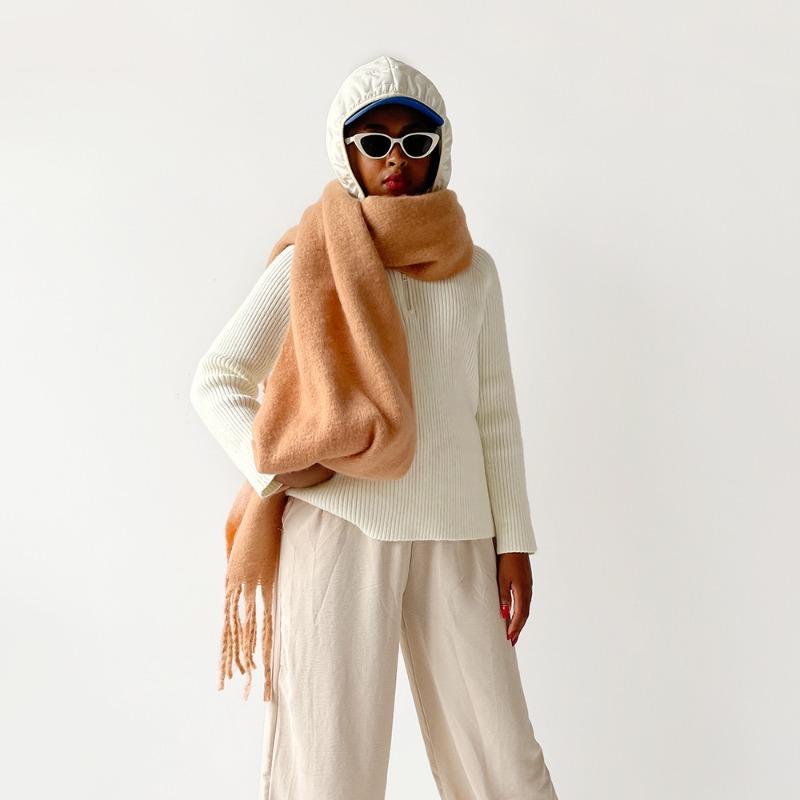 Solid color mohair scarf vacuum packaging autumn and winter warm scarf shawl women