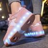 Kid's Luminous  Sneakers Sneakers Led Light Shoes Children's Kids Boys Girls USB Charging Glowing Wheels Parkour Roller Skate Shoes