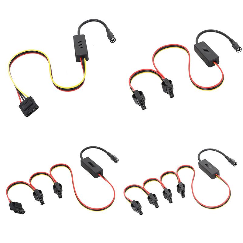 Napájecí kabel DC 5525 pro pevný disk SATA, DC 12V na 4pinový Molex Hdd kabel, snižující regulátor napětí