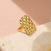 Golden Plated Quilted Textured Open Adjustable Ring for Women Luxury Statement Jewelry Gift