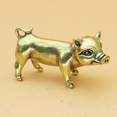 1/3 Stück reines Messing Schwein Transport Schlüsselanhänger Anhänger Tierkreiszeichen Schwein Schreibtischornament Kleine Bronze Dekorationsfiguren Büroornament