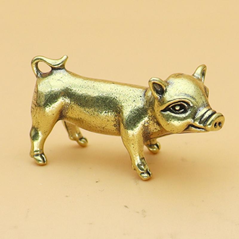 1/3Pcs Pure Brass Piggy Transport Keychain Pendant Zodiac Pig Desktop Ornament Small Bronze Decorative Figurines Office Ornament
