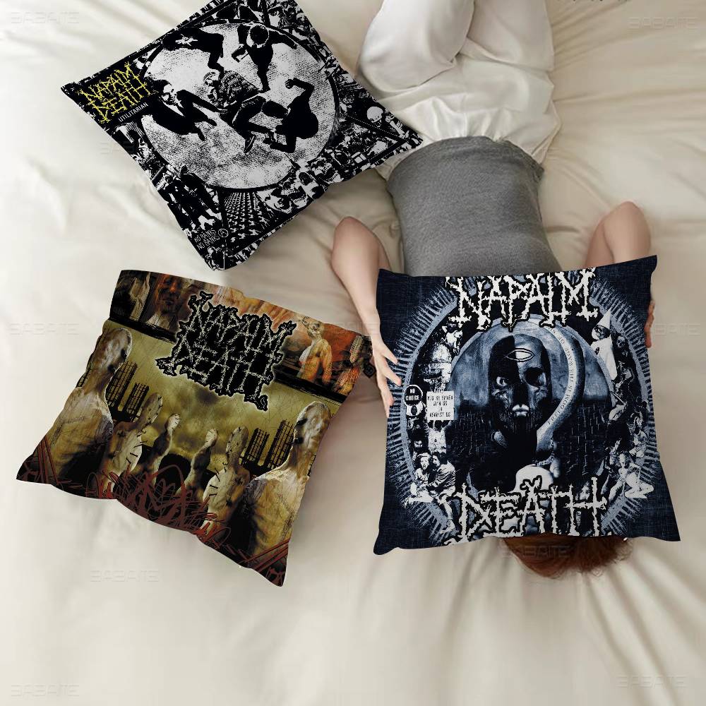 Heavy Rock Band-Napalms-Deaths Pillow Covers Cartoon Sofa Decorative Home Double-sided Printing Short Plush Cute Cushion Cover