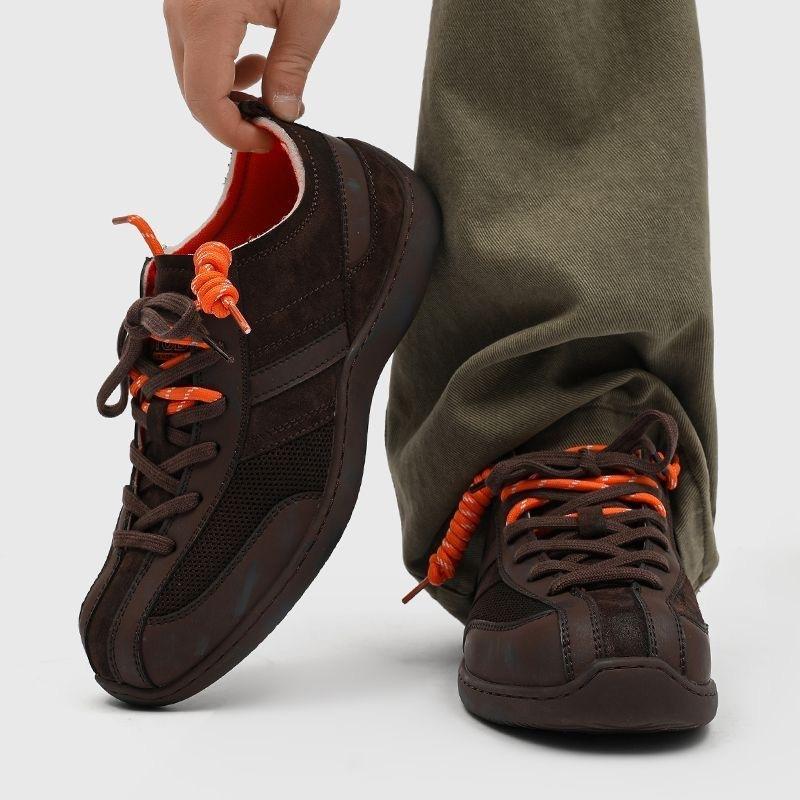 

Men s shoes autumn new retro color matching flat bottom breathable trend versatile sports and leisure 44 коричневый