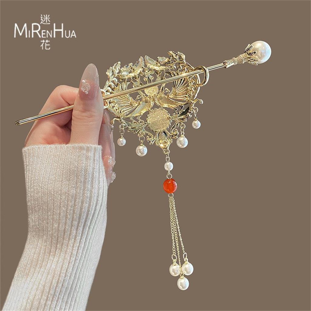 Neuer chinesischer Stil Phönix-Quasten-Haarnadel für Frauen, Haarnadel im antiken Stil mit Haarschmuck, Haargummiset mit hoher Elastizität.