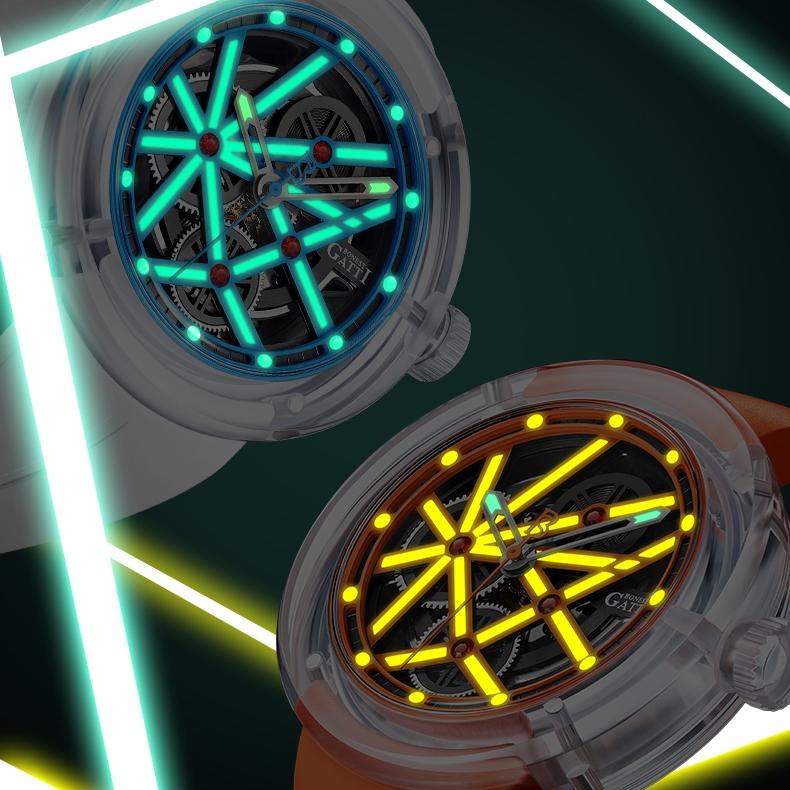 Bonest Gatti Uhr, Glasschale, modische Herren-Mechanische Uhr