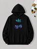 Unisex Hoodie, Casual Daily Wear, Floral Cherry Graphic Print, Pullover Sweatshirt, Streetwear Style, Autumn Winter Season, Kangaroo Pocket And Drawst