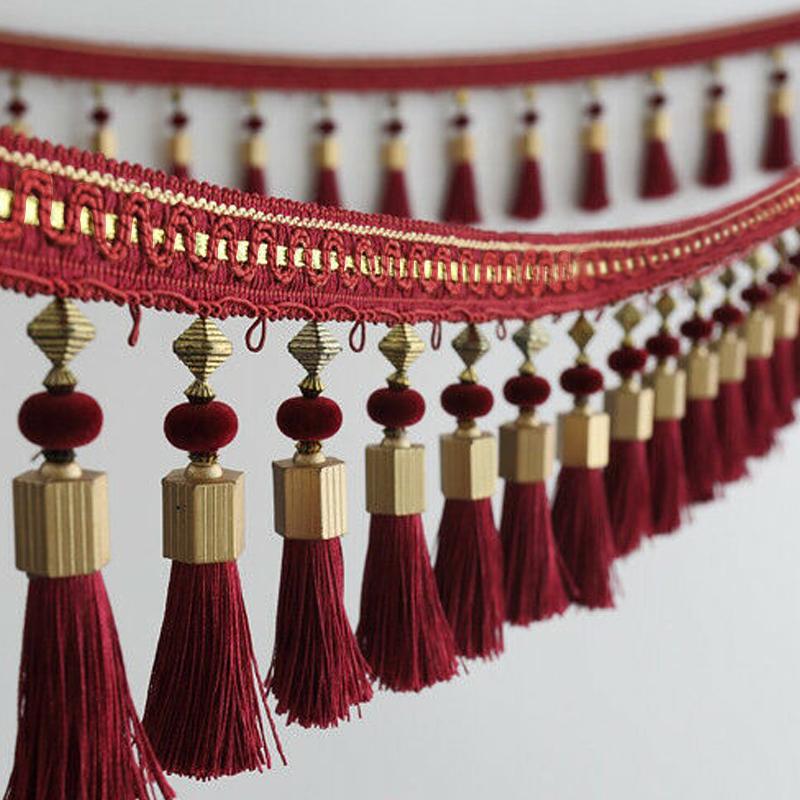 2/3/5M Koraliki Frędzle Wykończenie Krawędzi Zasłony Frędzle Koronka Rękodzieło Szycie Poduszki Meble Tapicerka Meble Domowe DIY Dekoracja