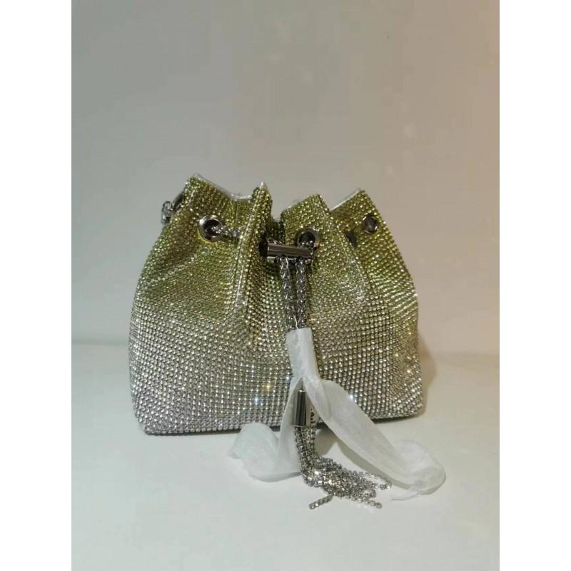 2026 Womens Crystal-Embellished Crossbody Bag Fringe Detail Small Square Shoulder No Top Handle