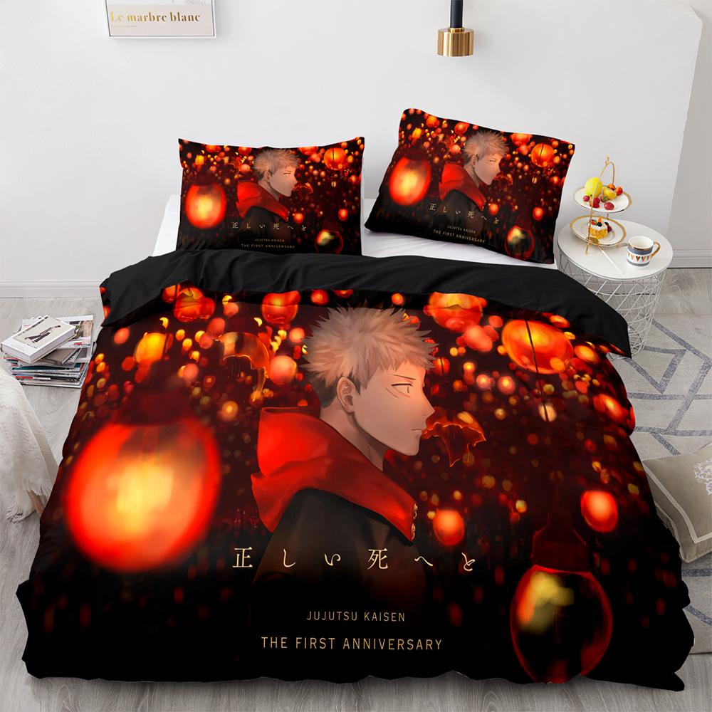 Jujutsu Kaisen Bedding Set Single Twin Full Queen King Size Anime Bed Set Aldult Kawaii Kid Bedroom Duvetcover Sets 3D Print 043