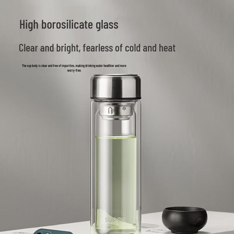 SUPOR Double-Wall Borosilicate Glass Business Water Bottle