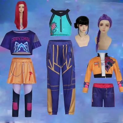 Çocuk İblis Avcıları Cosplay Kostümleri Kızlar İçin Zoey Mira Rumi Fantazi Rol Yapma Kıyafetleri Kpop Cadılar Bayramı Karnaval Parti Takımları